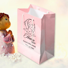 Sac Cadeau Moyen Le ciel a envoyé Baby shower rose lune étoiles