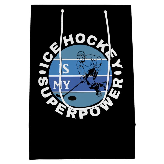 Sac Cadeau Moyen Le hockey sur glace est ma superpuissance (Dos)