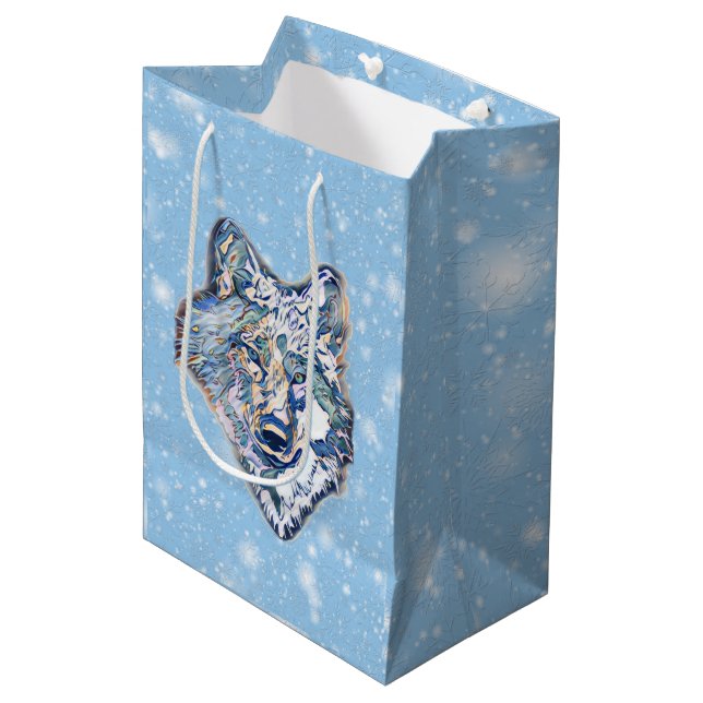 Sac Cadeau Moyen Le loup d'hiver    (Devant Angle)