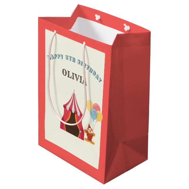 Sac Cadeau Moyen LE PLUS GRAND 5E anniversaire Cirque THÈME (Dos Angle)
