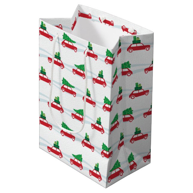 Sac Cadeau Moyen Le trafic de Noël de Mini Cooper (Devant Angle)