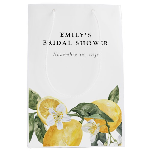 Sac Cadeau Moyen Lemon Citrus Main Squeeze Réception de Mariage (Devant)