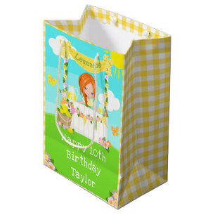 Sac Cadeau Moyen Lemonade Red Hair Girl Joyeux anniversaire