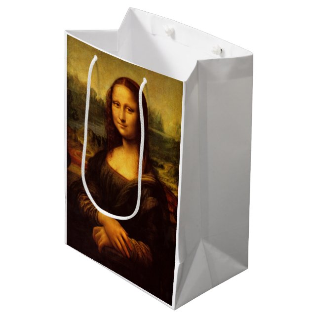 Sac Cadeau Moyen Leonardo Da Vinci Mona Lisa Peinture d'Art (Devant Angle)