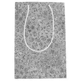 Sac Cadeau Moyen Leopard argenté gris Meow Kitty Cat