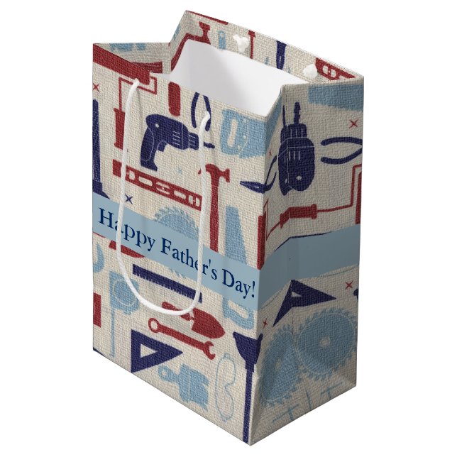 Sac Cadeau Moyen Les outils de papa (Devant Angle)