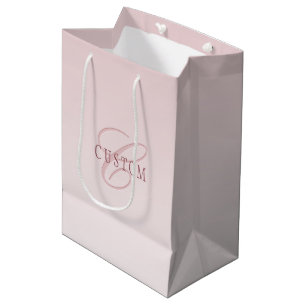 Sac Cadeau Moyen Lettre Élégante & Monogramme Rose Ombré