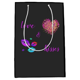 Sac Cadeau Moyen Lèvres Colorées Avec Amour & Baisers