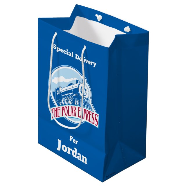 Sac Cadeau Moyen L'Express polaire | Insigne de train (Devant Angle)