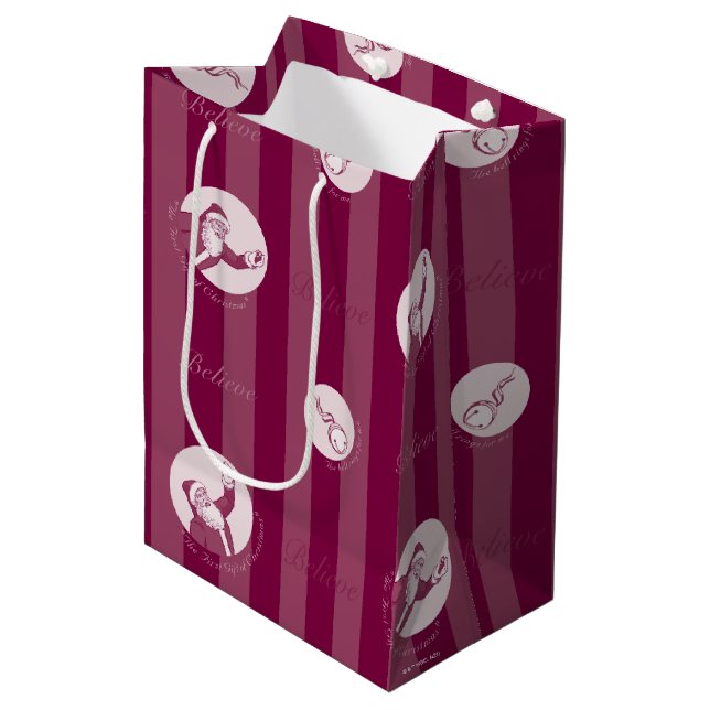 Sac Cadeau Moyen L'Express polaire | Motif du Père Noël rayé (Devant Angle)