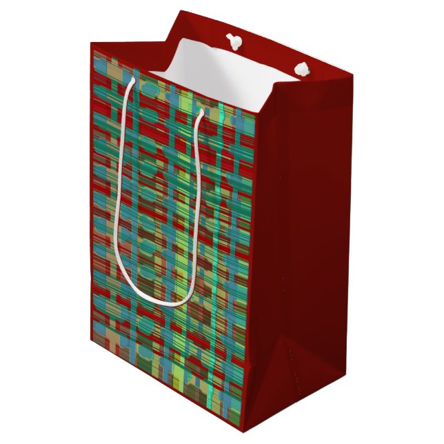 Sac Cadeau Moyen Lignes-Trendy bleu brûlé brun tribal clair (Devant Angle)