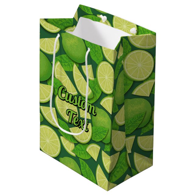 Sac Cadeau Moyen Lime (Devant Angle)