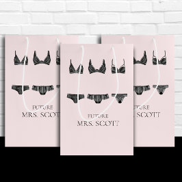 Sac Cadeau Moyen Lingerie Fête des mariées rose et noire