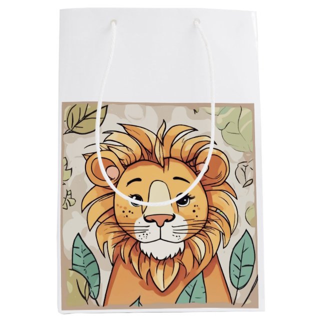 Sac Cadeau Moyen Lion mignon (Devant)