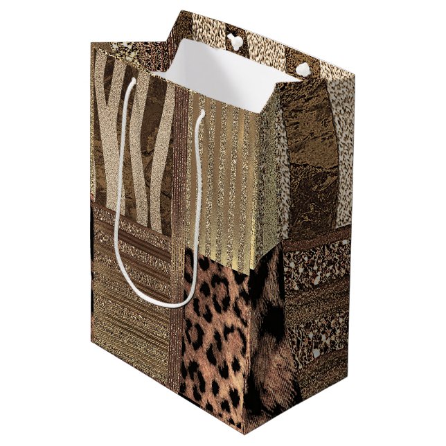Sac Cadeau Moyen Lioness Safari Chic Jungle Glam Modern Party (Devant Angle)