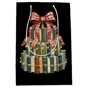 Sac Cadeau Moyen Livre d'Arbre de Noël Professeur de Lecture Livres