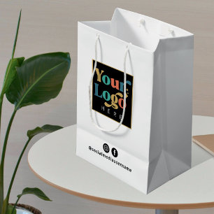 Sac Cadeau Moyen Livre promotionnel blanc du logo de l'entreprise