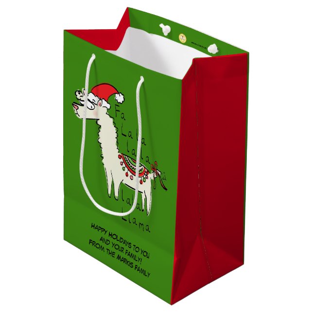 Sac Cadeau Moyen Llama Cute Funky Noël Vacances Enfants (Devant Angle)