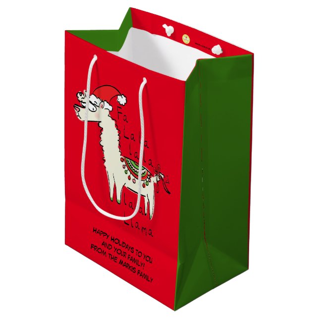 Sac Cadeau Moyen Llama Cute Funny Noël (Devant Angle)