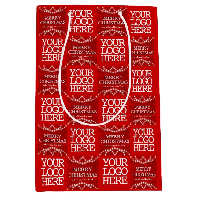 Sac Cadeau Moyen Logo D'Affaires Joyeux Noël Et Bonne Année (Devant)