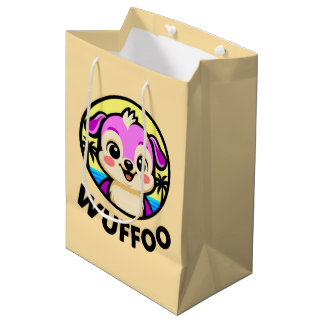 Sac Cadeau Moyen Logo d'animation de Wuffoo Adventures avec un chio