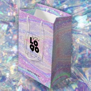 Sac Cadeau Moyen Logo de l'entreprise Ombre Iridescente Papier Part