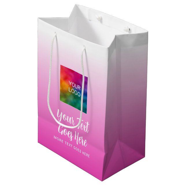 Sac Cadeau Moyen Logo de script manuscrit ici rose modèle personnal (Devant Angle)