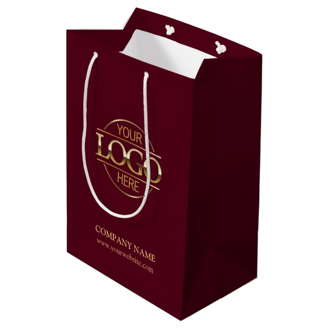 Sac Cadeau Moyen Logo d'entreprise Burgundy (Dos Angle)