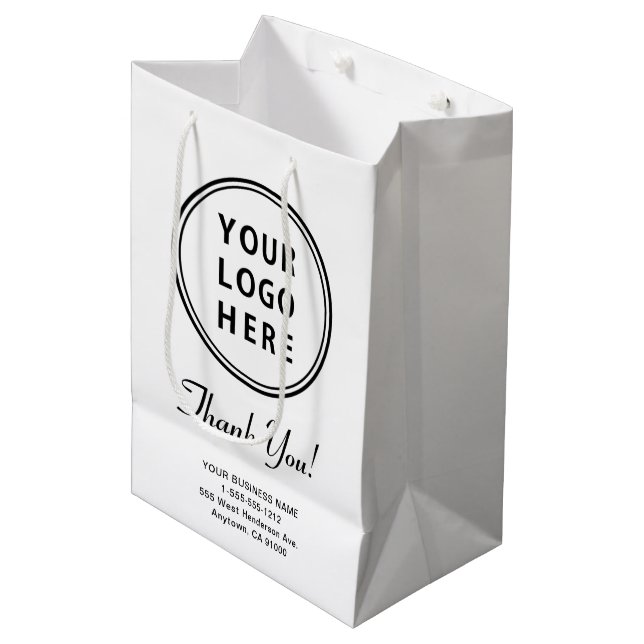 Sac Cadeau Moyen Logo d'entreprise Merci (Devant Angle)