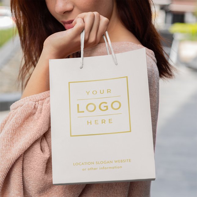 Sac Cadeau Moyen Logo d'entreprise personnalisé de marque Gold (Créateur téléchargé)