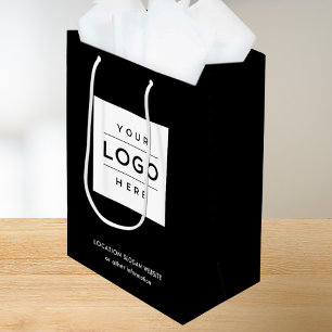 Sac Cadeau Moyen Logo d'entreprise personnalisé de marque noire
