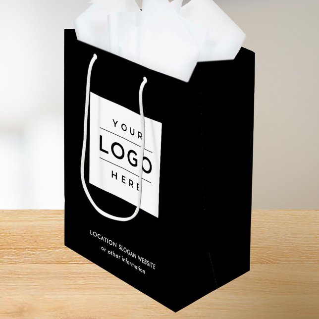 Sac Cadeau Moyen Logo d'entreprise personnalisé de marque noire (Créateur téléchargé)