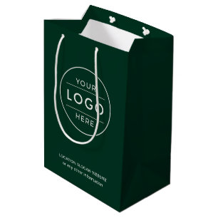 Sac Cadeau Moyen Logo d'entreprise personnalisé Forêt verte moderne