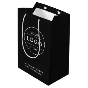 Sac Cadeau Moyen Logo d'entreprise personnalisé Moderne Charbon Ivo