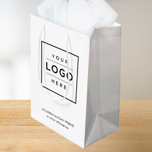 Sac Cadeau Moyen Logo d'entreprise personnalisé noir et blanc