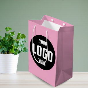 Sac Cadeau Moyen Logo d'entreprise personnalisé - rose
