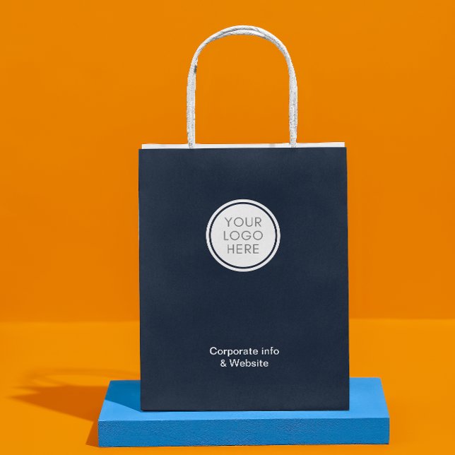 Sac Cadeau Moyen Logo Entreprise Blue Minimalist (Créateur téléchargé)