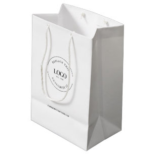 Sac Cadeau Moyen Logo et site web d'entreprise personnalisés blanc