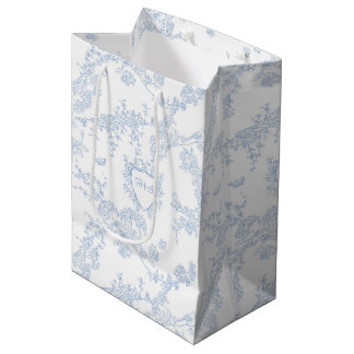 Sac Cadeau Moyen Logo Personnaliser Monogramme Chinoiserie Toile
