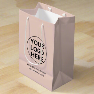 Sac Cadeau Moyen Logo professionnel & texte l Blush Pink