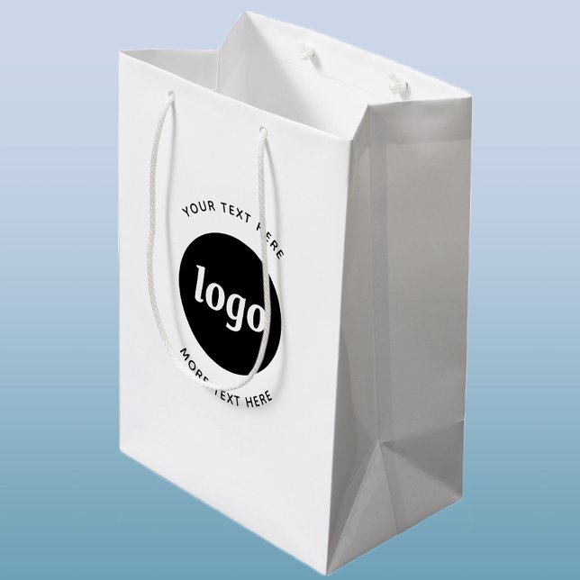 Sac Cadeau Moyen Logo Simple Avec Entreprise Texte (Logo with text business promotional gift or packaging bag)