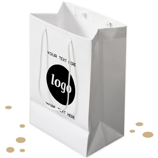 Sac Cadeau Moyen Logo Simple Avec Marque Entreprise Texte (Simple logo and custom text promotional business branding gift or product bag)