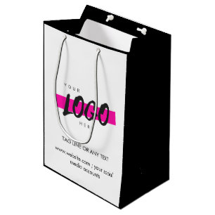 Sac Cadeau Moyen Logo sur mesure Motif Texte promotionnel B&W