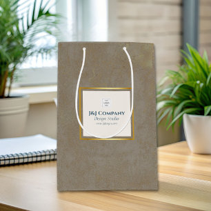 Sac Cadeau Moyen Logo tendance Gold Texture