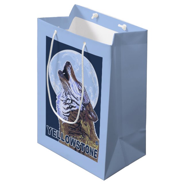 Sac Cadeau Moyen Loup de YellowstoneHowling (Devant Angle)
