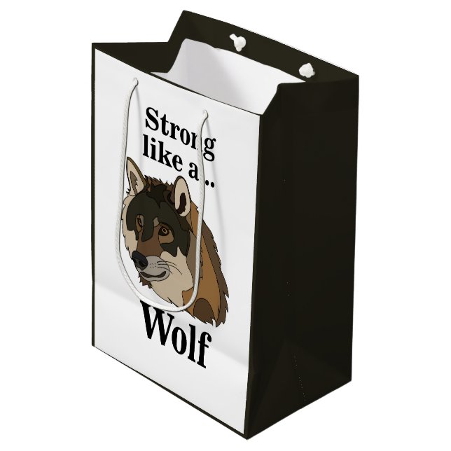 Sac Cadeau Moyen Loup gris (Devant Angle)