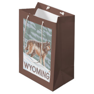 Sac Cadeau Moyen Loup gris StandingWyoming
