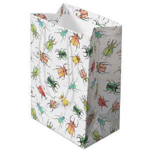 Sac Cadeau Moyen Love Bugs Aquarelle Beetles avec Coeurs