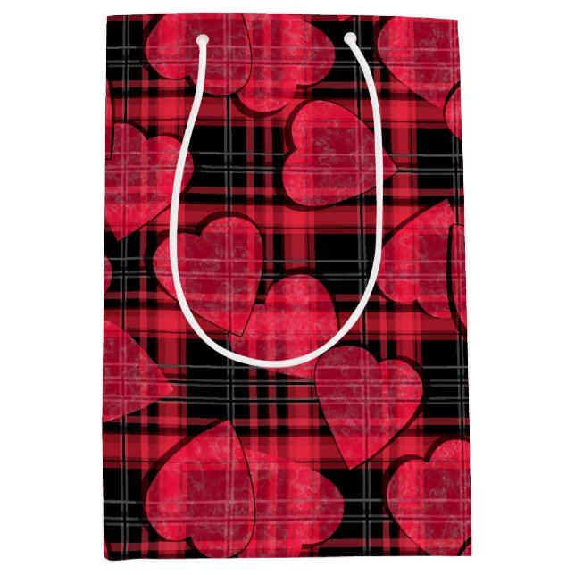 Sac Cadeau Moyen Love plaid (Devant)