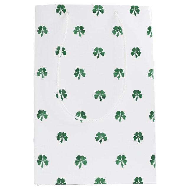 Sac Cadeau Moyen Lucky Little Four Leaf Cloches Saint Patricks Day (Devant)